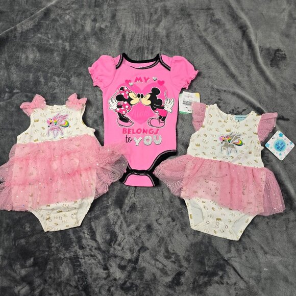 Disney Baby Girl Romper + Unicorn Tutu Bodysuit Bundle Size 6M NWT - Picture 9 of 9